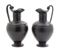 A Pair of Italian Black-Fired Ewers Height 15 1/2 inches. — PAOLO GOLIA