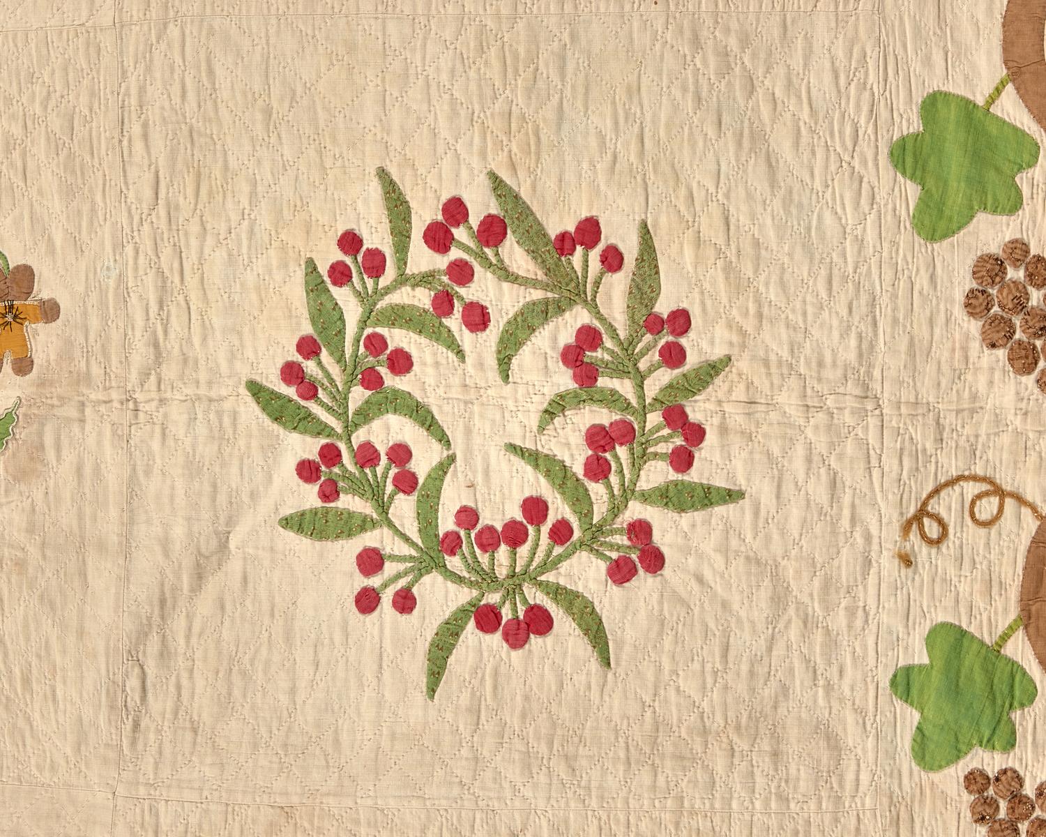 An Appliqued, Trapunto and Embroidered Quilt