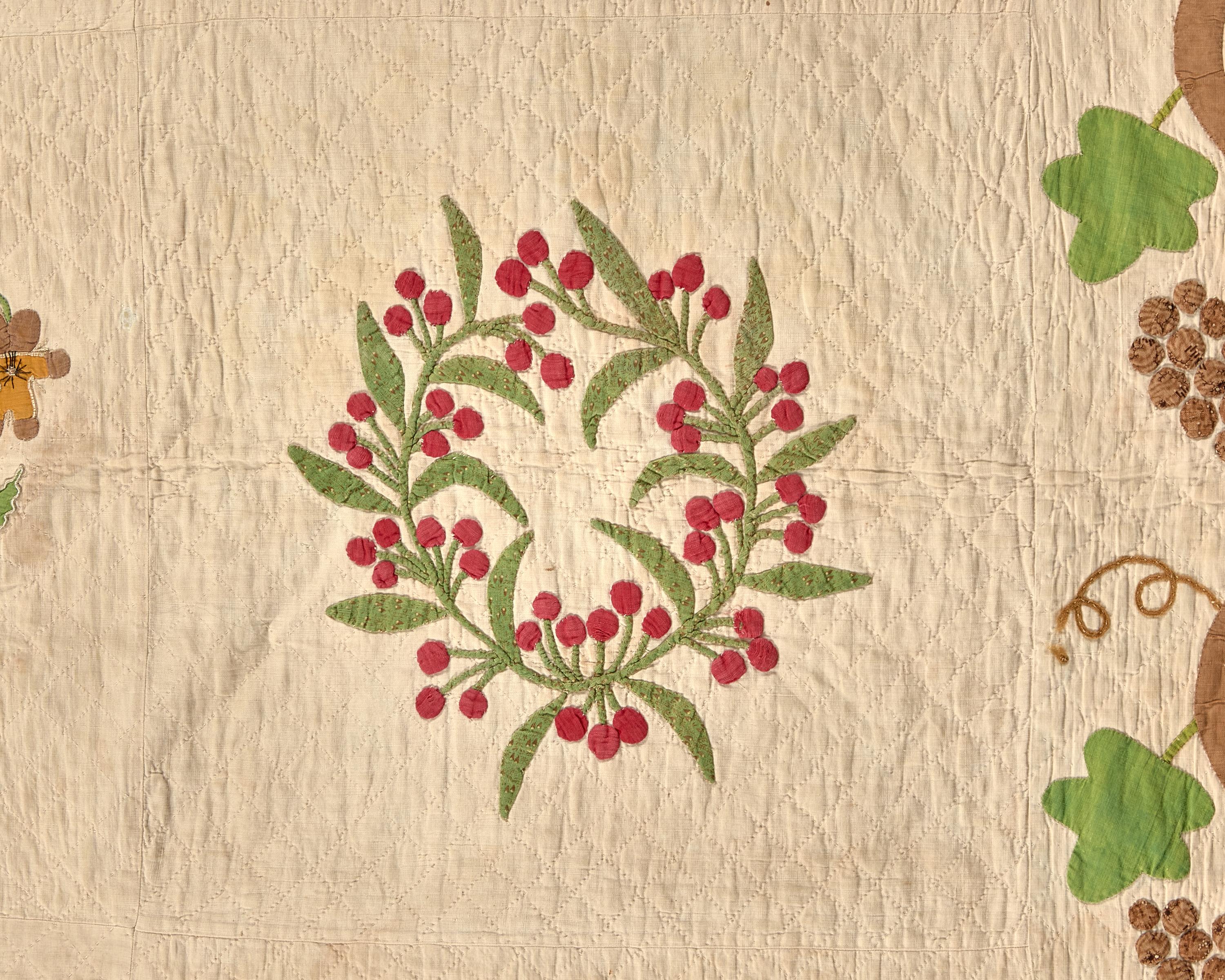An Appliqued, Trapunto and Embroidered Quilt