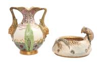 Two Amphora Pottery Articles Height of first 7 1/2 inches.