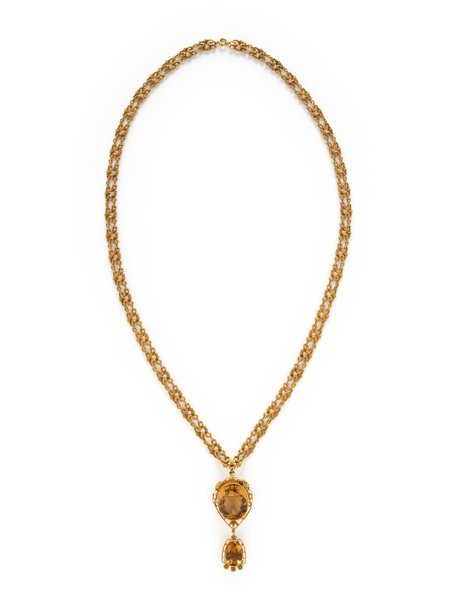 MARCUS & CO., YELLOW GOLD AND CITRINE NECKLACE