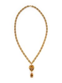 MARCUS & CO., YELLOW GOLD AND CITRINE NECKLACE