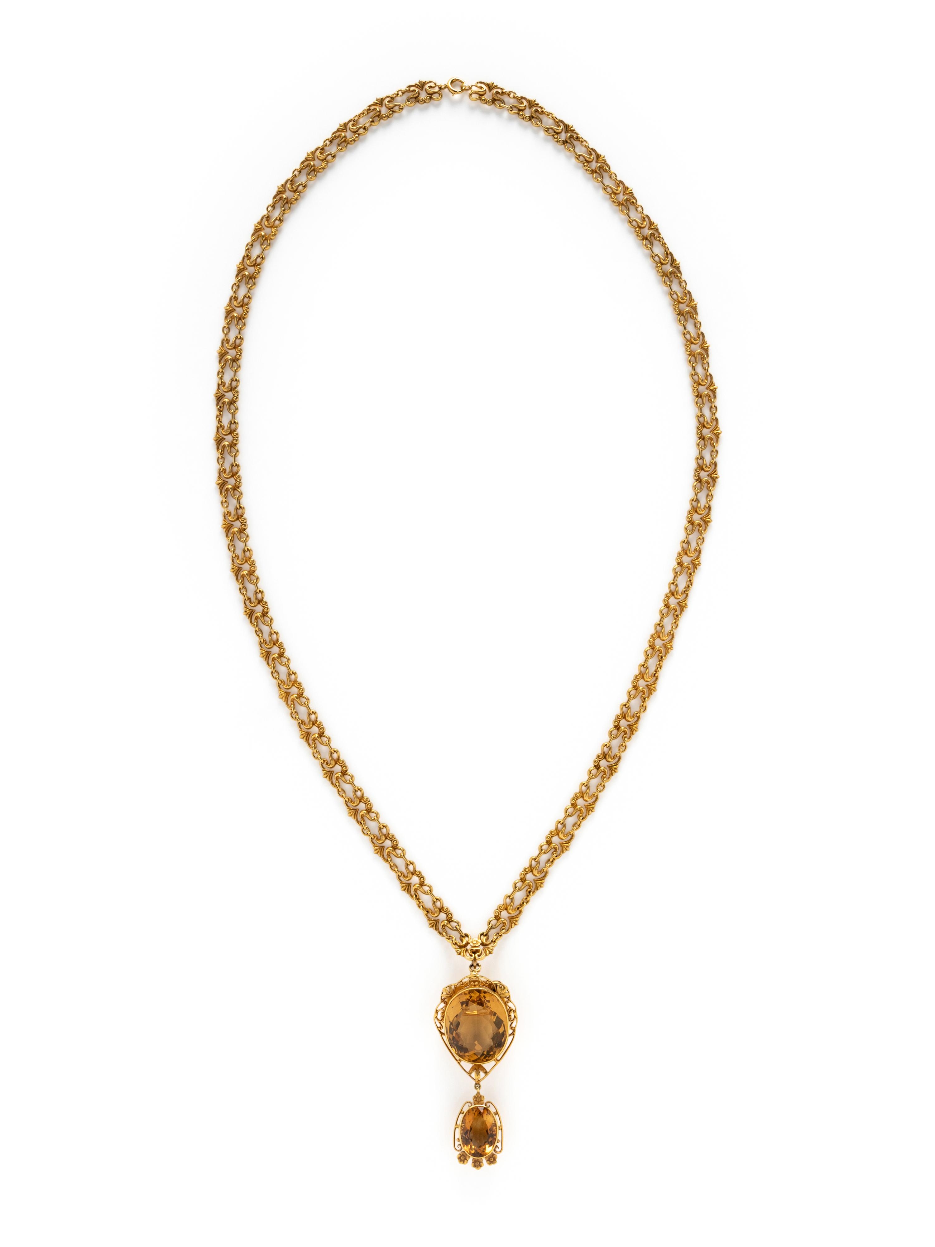 MARCUS & CO., YELLOW GOLD AND CITRINE NECKLACE