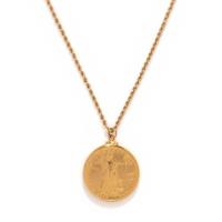 YELLOW GOLD AND COIN PENDANT/NECKLACE