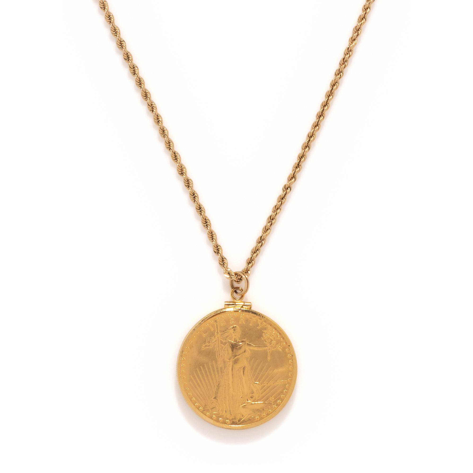 YELLOW GOLD AND COIN PENDANT/NECKLACE