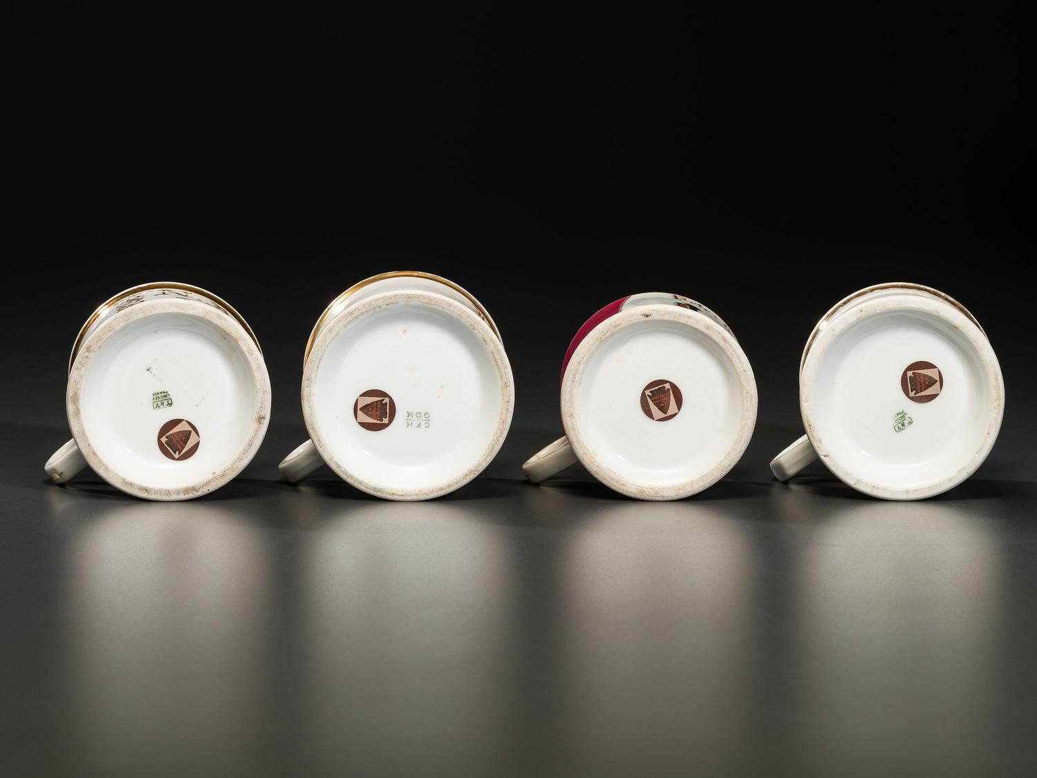 Four Railroading Porcelain Occupational Shaving Mugs