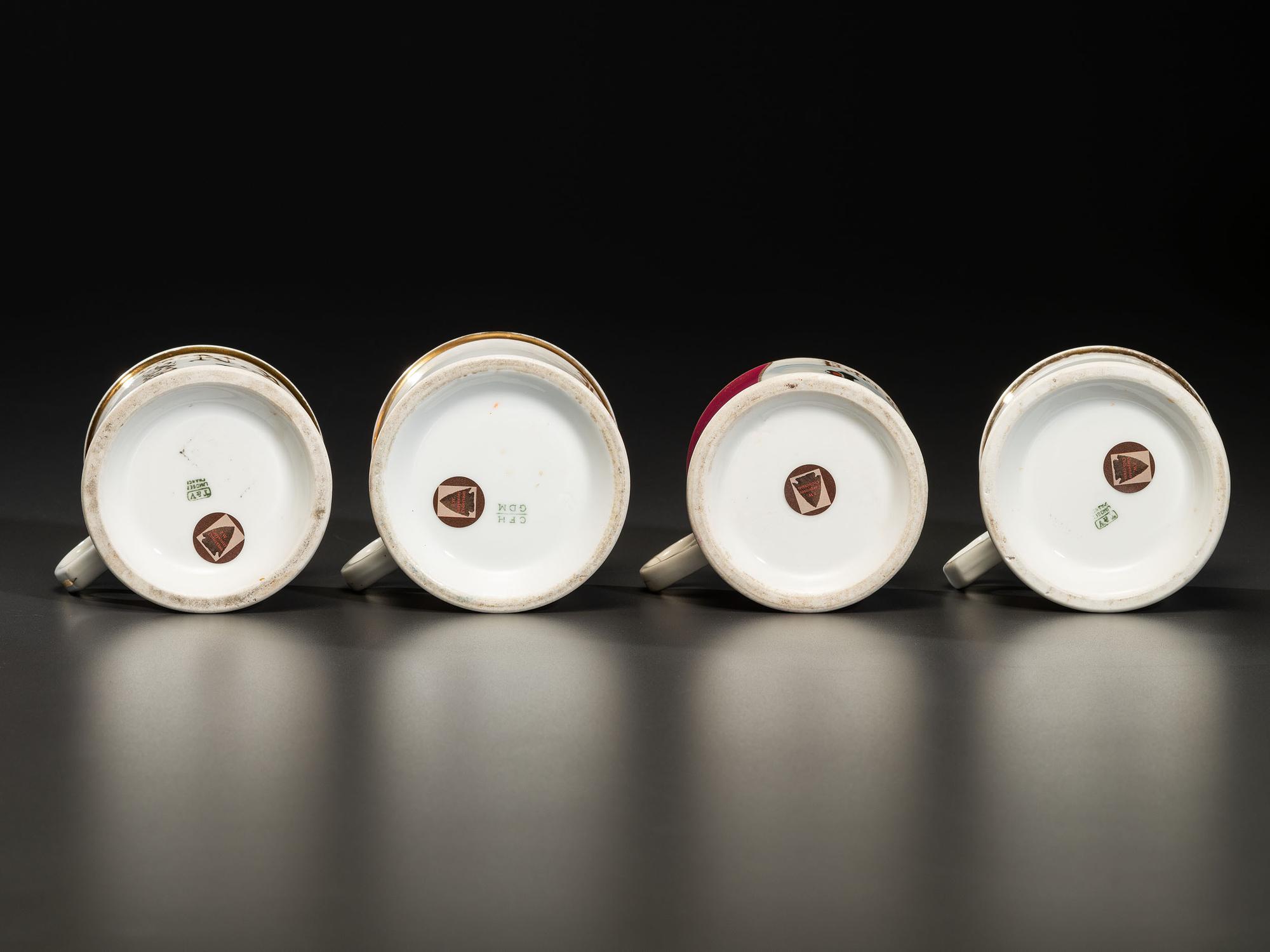 Four Railroading Porcelain Occupational Shaving Mugs