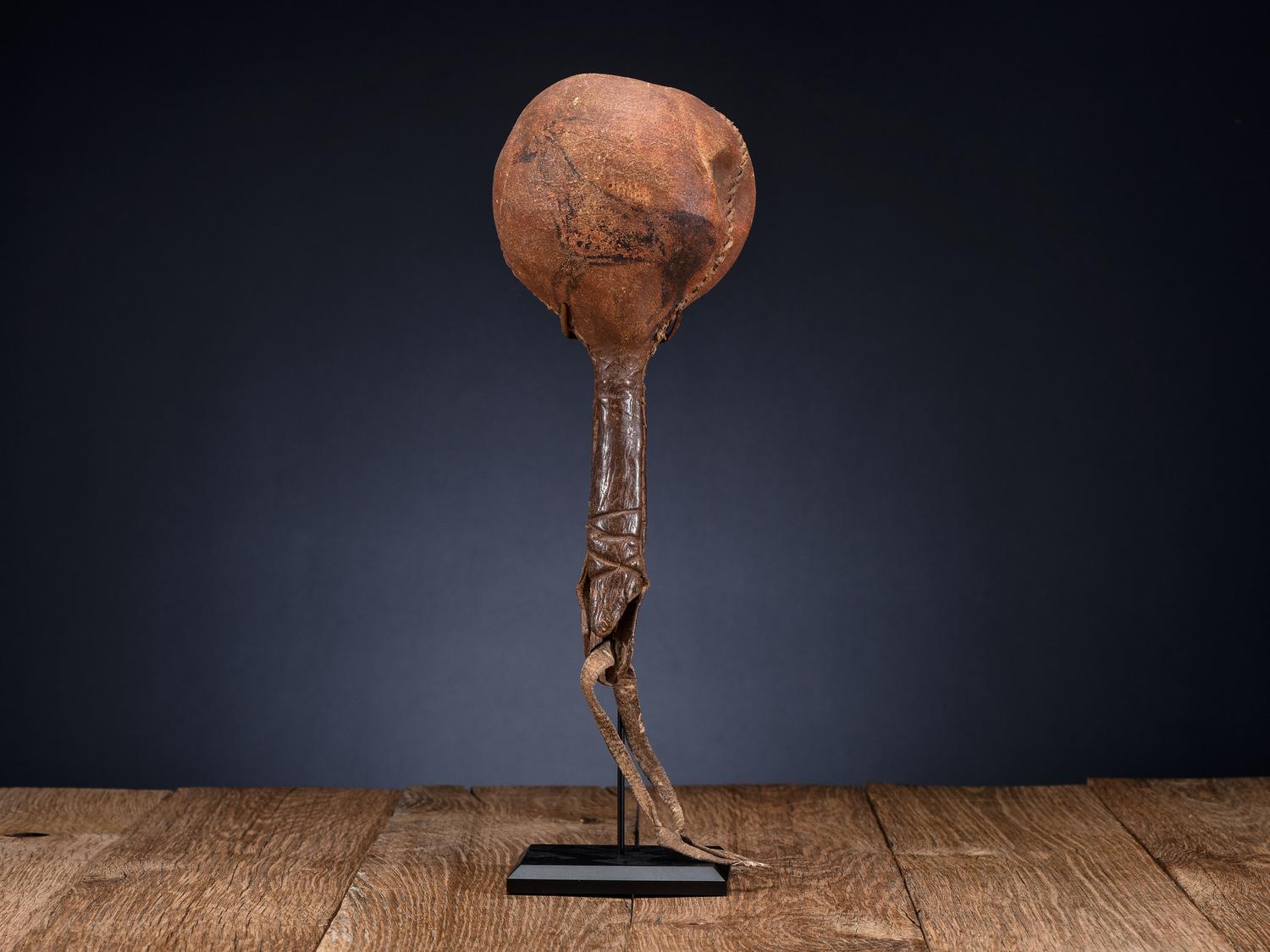 Northern Plains Painted Hide Rattle, with Elk Society Imagery