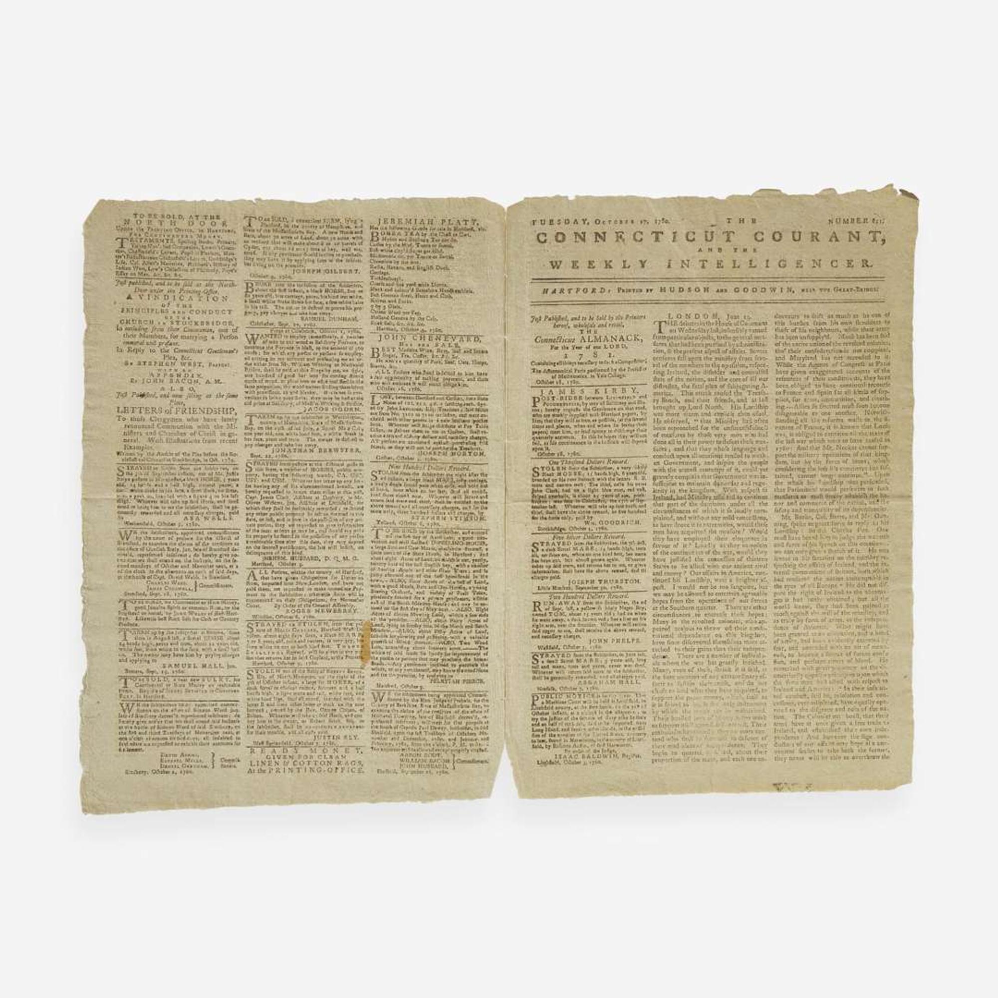 [American Revolution] [Arnold, Benedict] Group of 2 Newspapers on the Treason of Benedict Arnold
