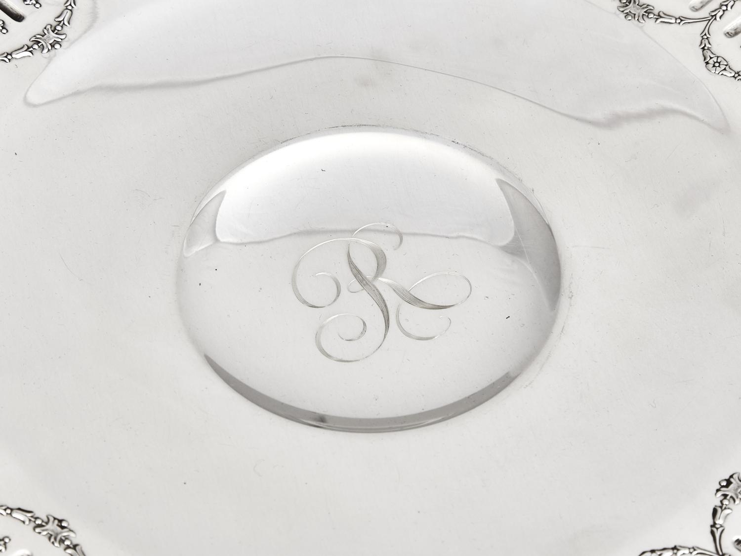 Six American Silver Floral Repoussé Table Articles
