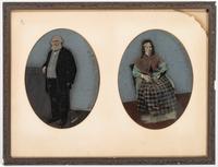 [EARLY PHOTOGRAPHY - PORTRAITURE]. A group of 10 folk art hand-painted tintypes of individual men, women, and couples, including: