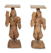 A Pair of Terra Cotta Monkey Pedestals