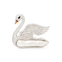 DIAMOND AND BAROQUE CULTURED PEARL SWAN BROOCH