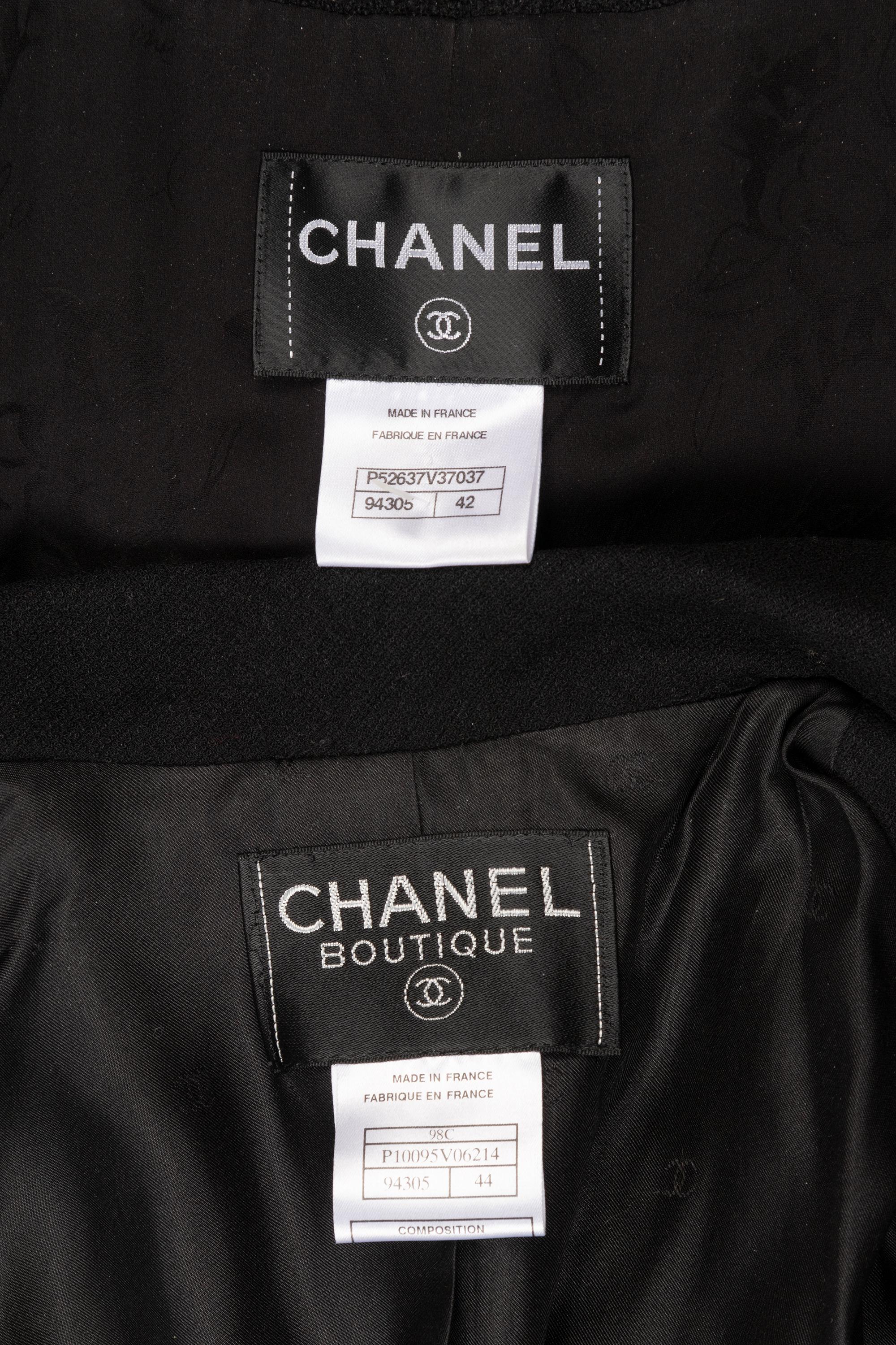 Three Chanel Pieces: One Two-Piece Skirt Suit, One Jacket, 1998