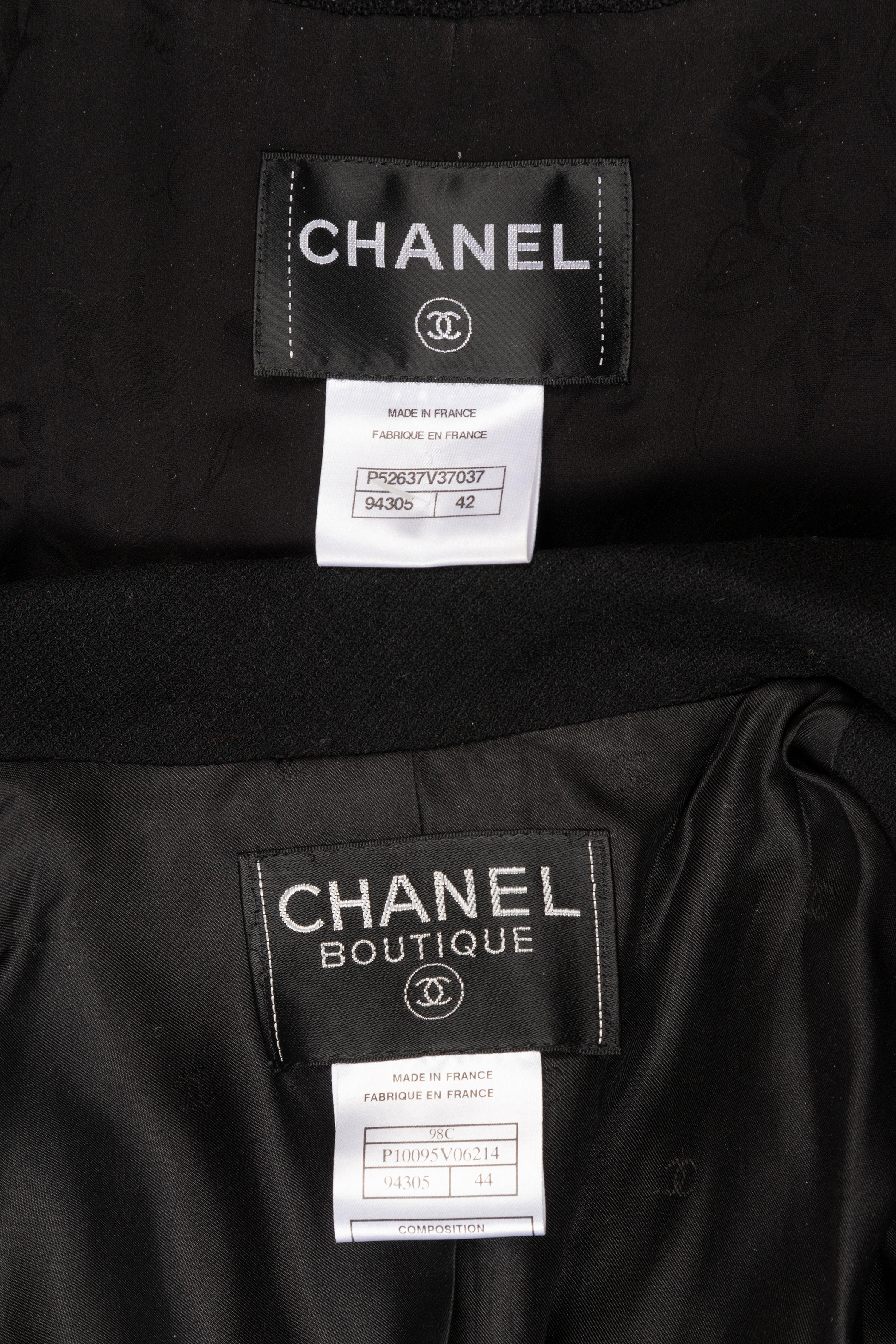 Three Chanel Pieces: One Two-Piece Skirt Suit, One Jacket, 1998