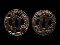 Two Japanese Cast Iron Tsuba