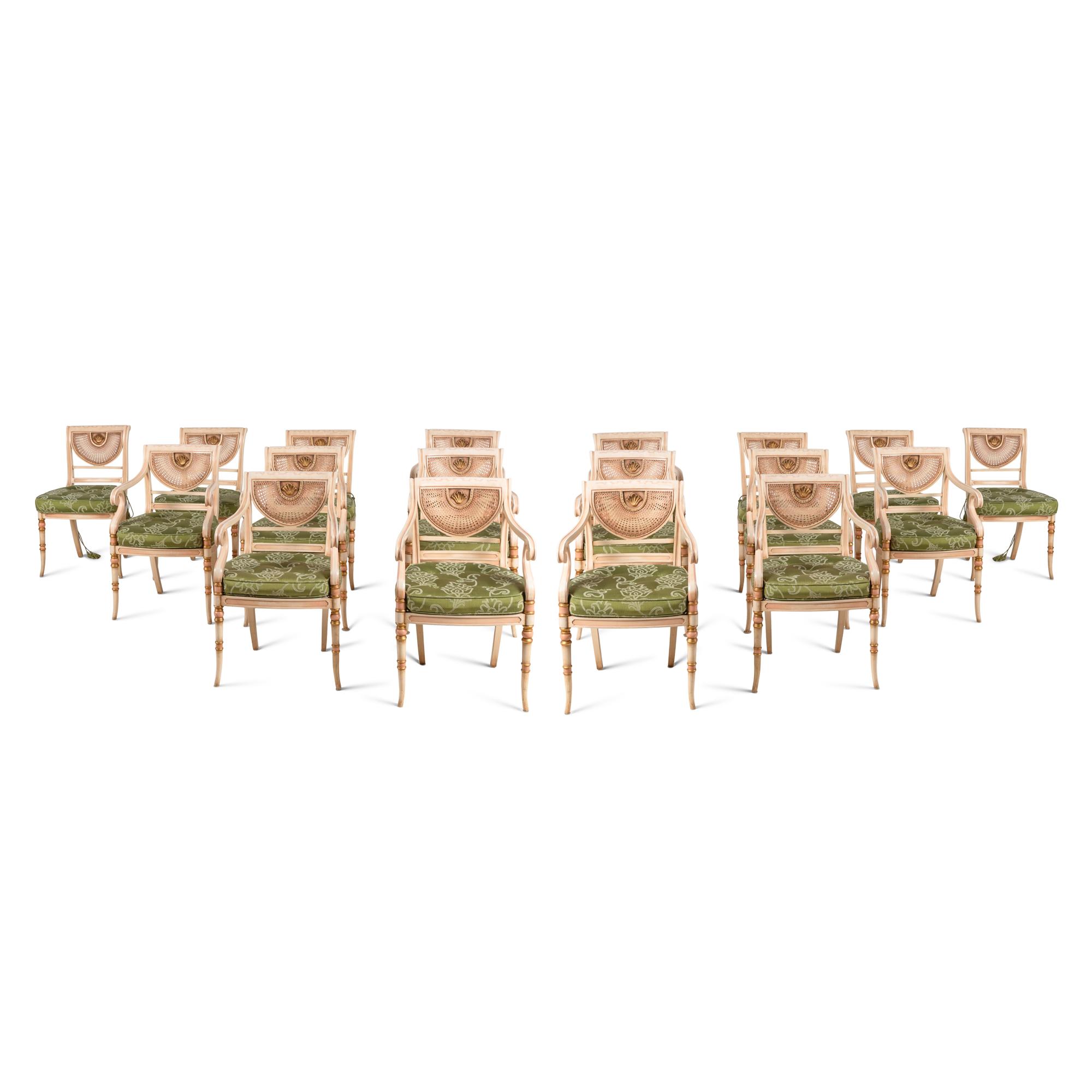 A Set of Eighteen Regency Style Dining Chairs