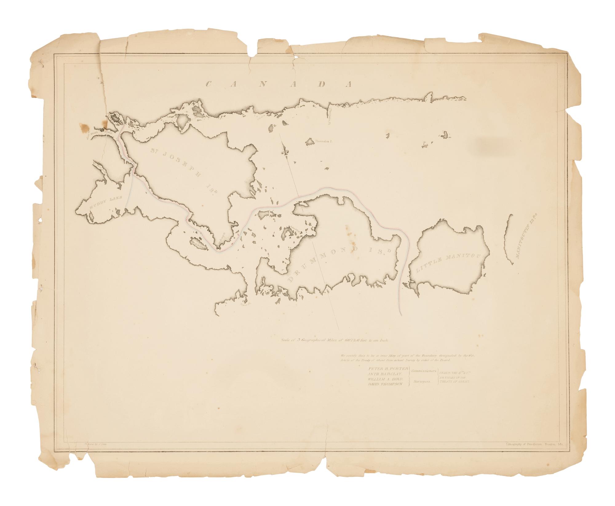 [U.S. DEPT. OF STATE] – Letter from the Secretary of State, Transmitting, pursuant to a resolution of the House of Representatives, of the nineteenth ultimo, a Copy of the Maps and Report of the Commissioners under the Treaty of Ghent, for Ascertaining the Northern and Northwestern Boundary between the United States and Great Britain. Washington, D.C.: Gales & Seaton, 18 March 1828.