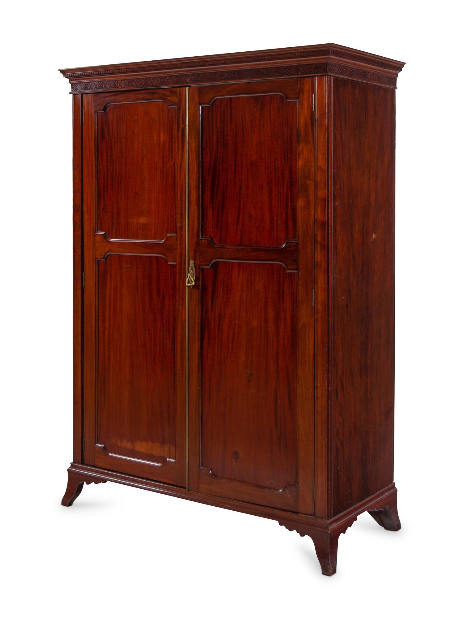 An Edwardian Mahogany Armoire in the Chippendale Taste