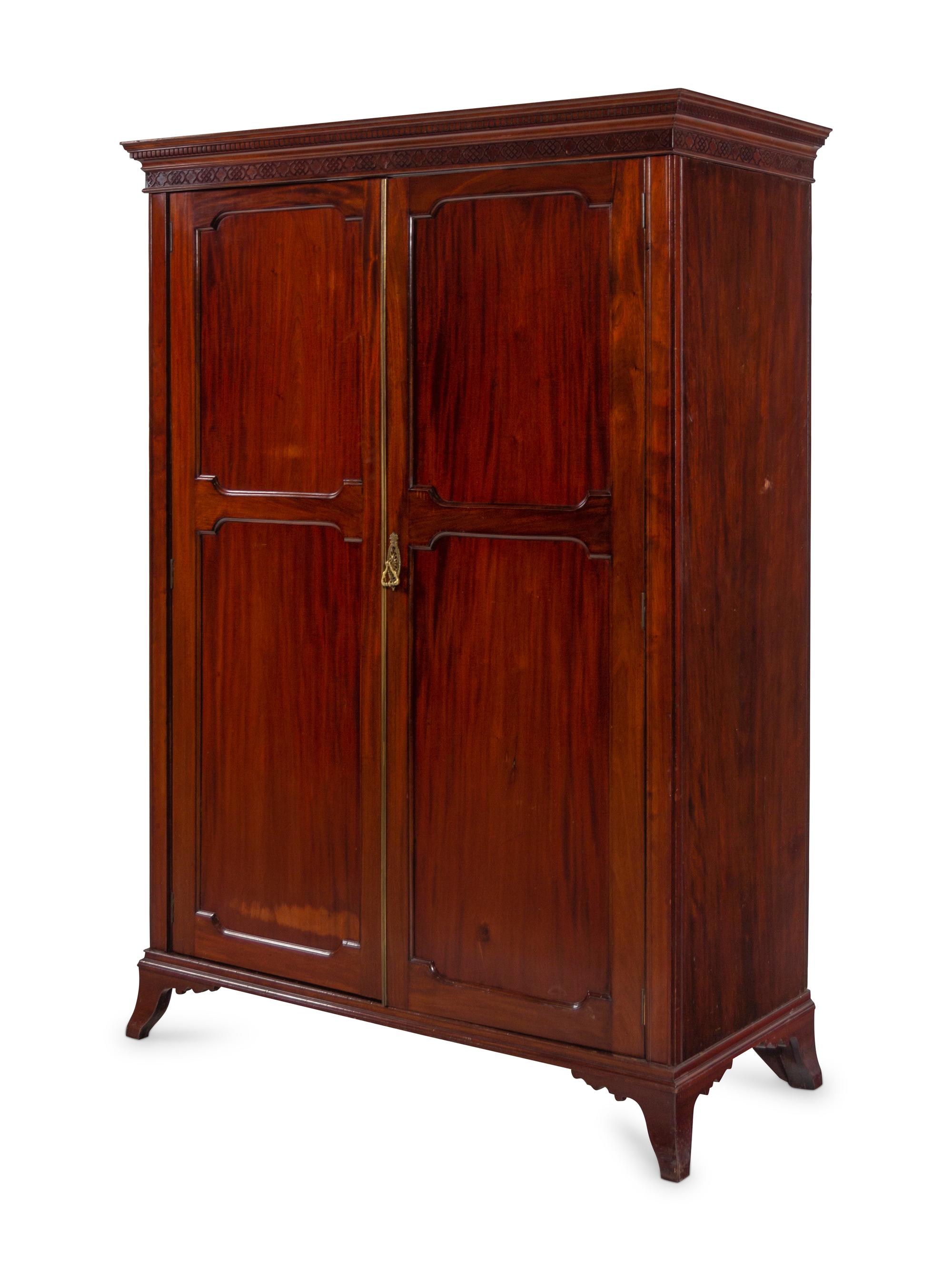 An Edwardian Mahogany Armoire in the Chippendale Taste