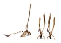 A Set of Continental Brass Andirons Height of largest 22 inches.
