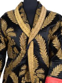 Unlabeled Satin and Gold Thread Wrap Coat
