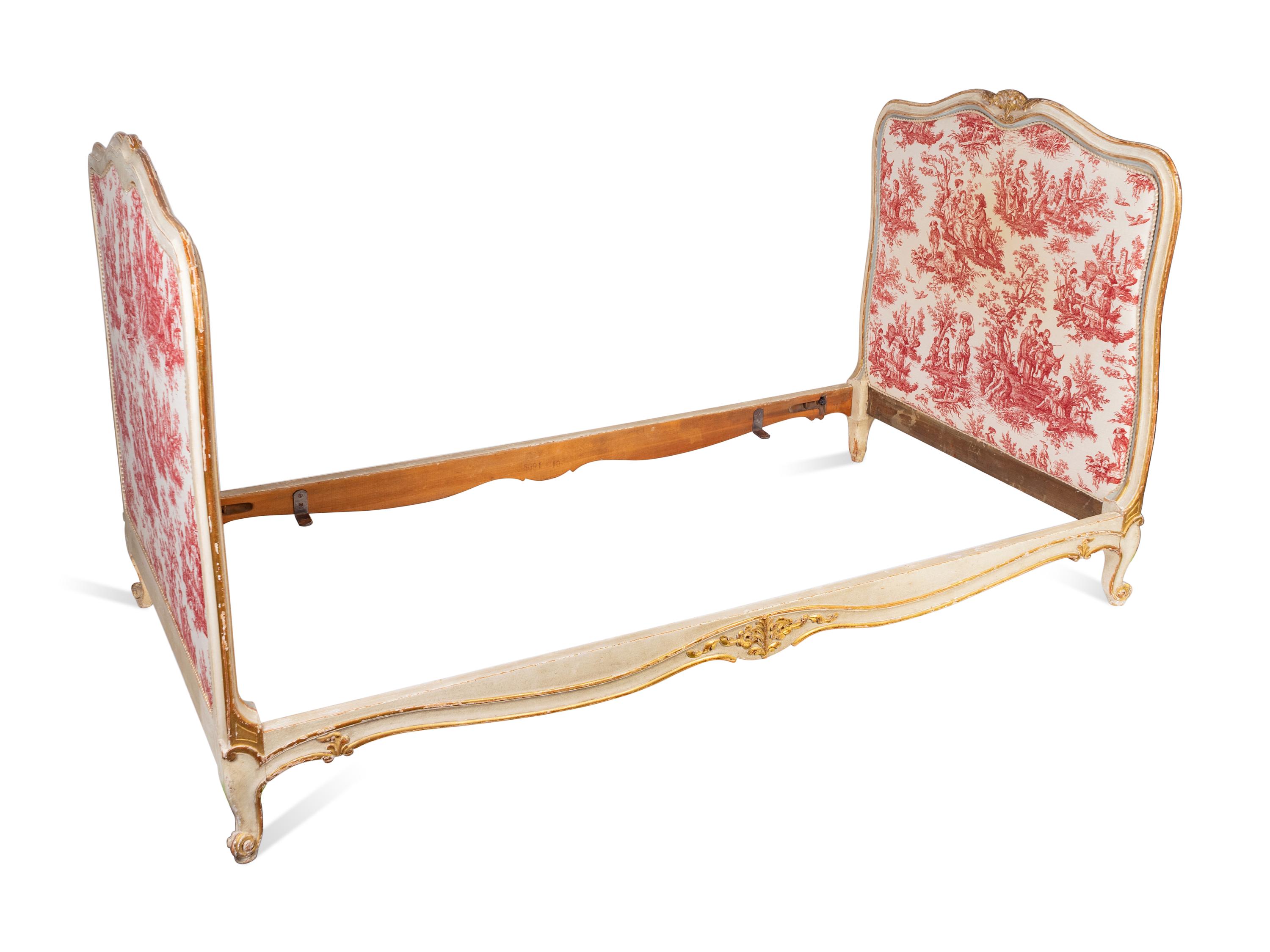 A Louis XV Style Painted and Parcel Gilt Daybed