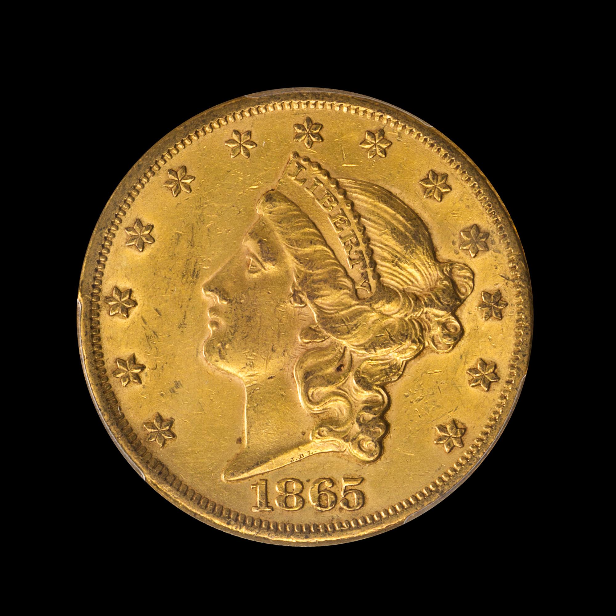 A United States 1865 Liberty Head $20 Gold Coin