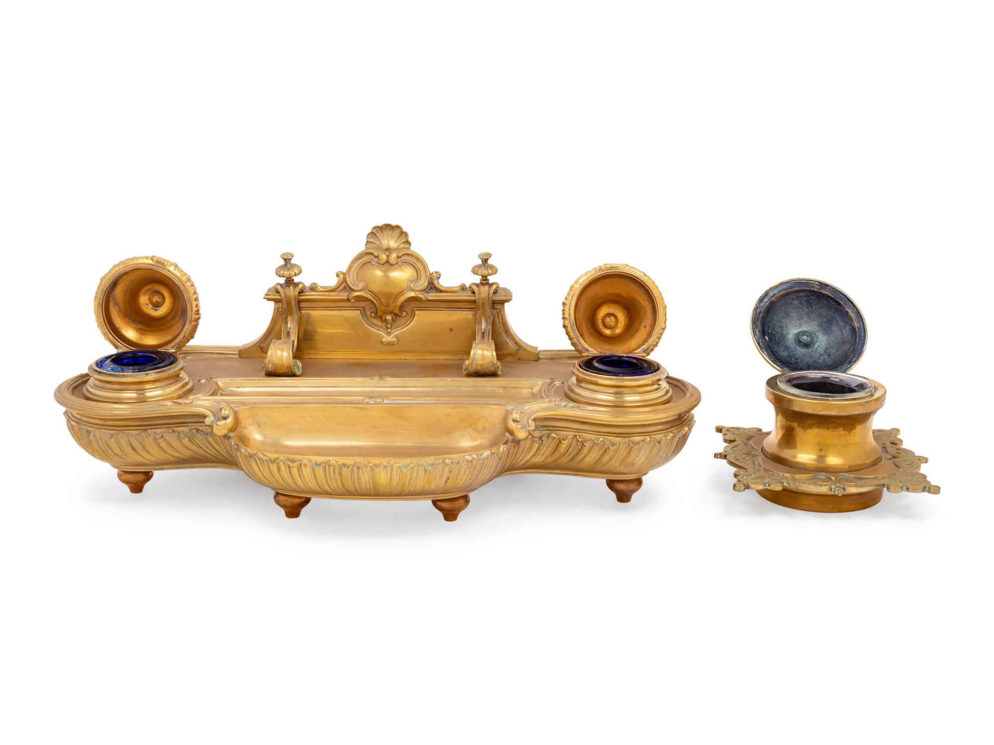 A French Gilt Bronze Inkstand