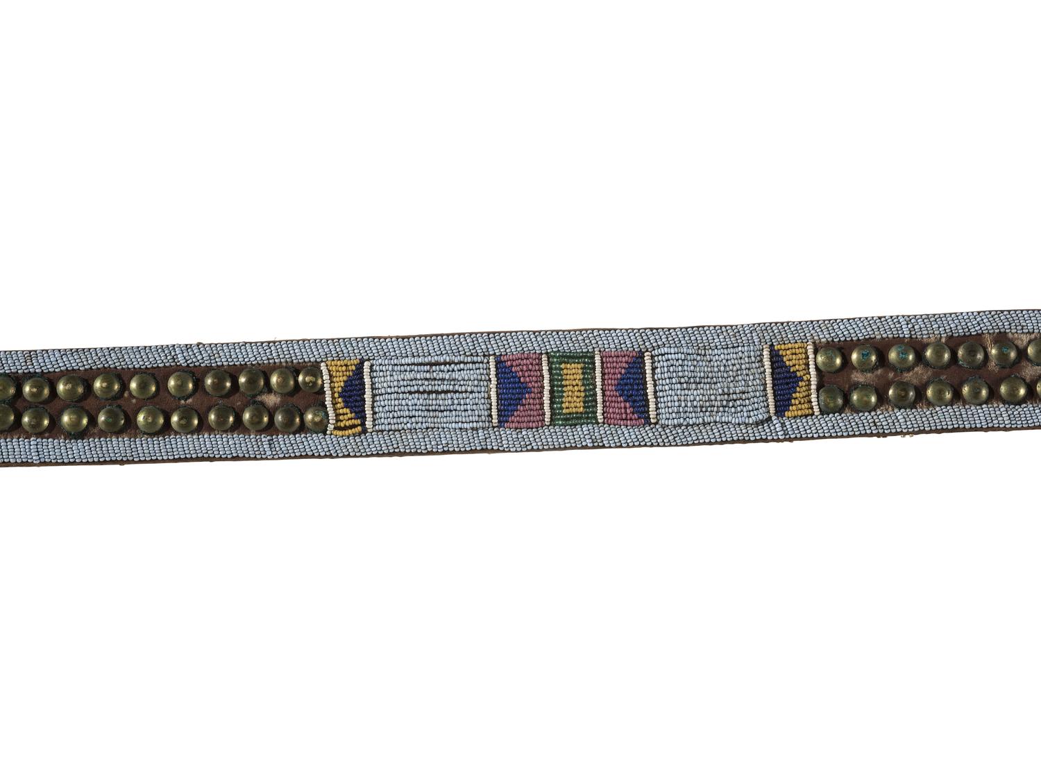 Apsáalooke [Crow] Beaded and Tacked Belt, with Tacked Drop