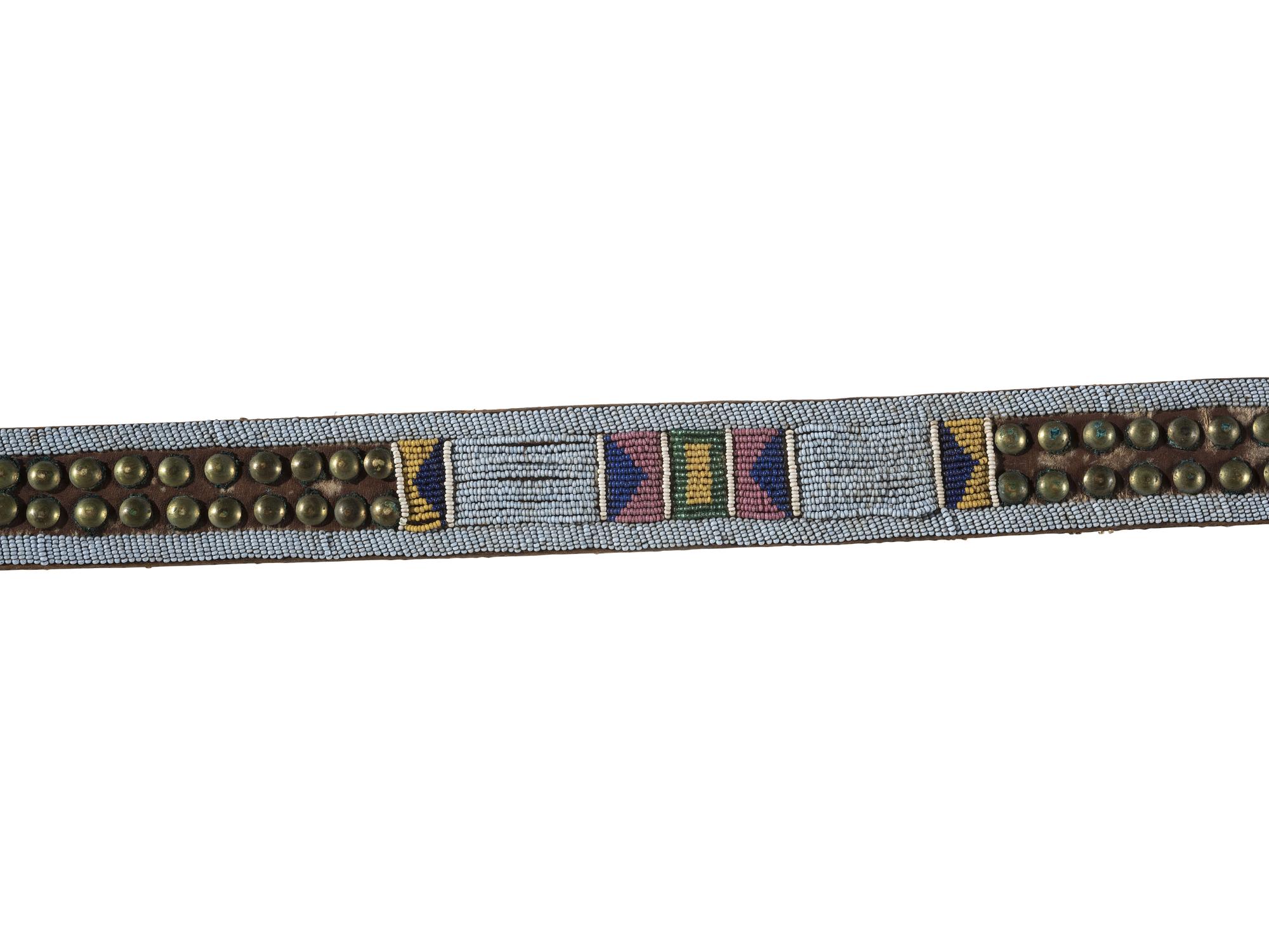 Apsáalooke [Crow] Beaded and Tacked Belt, with Tacked Drop
