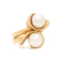 Yellow Gold and Cultured Pearl Bypass Ring
