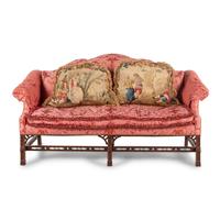 A George III Style Mahogany Camelback Settee