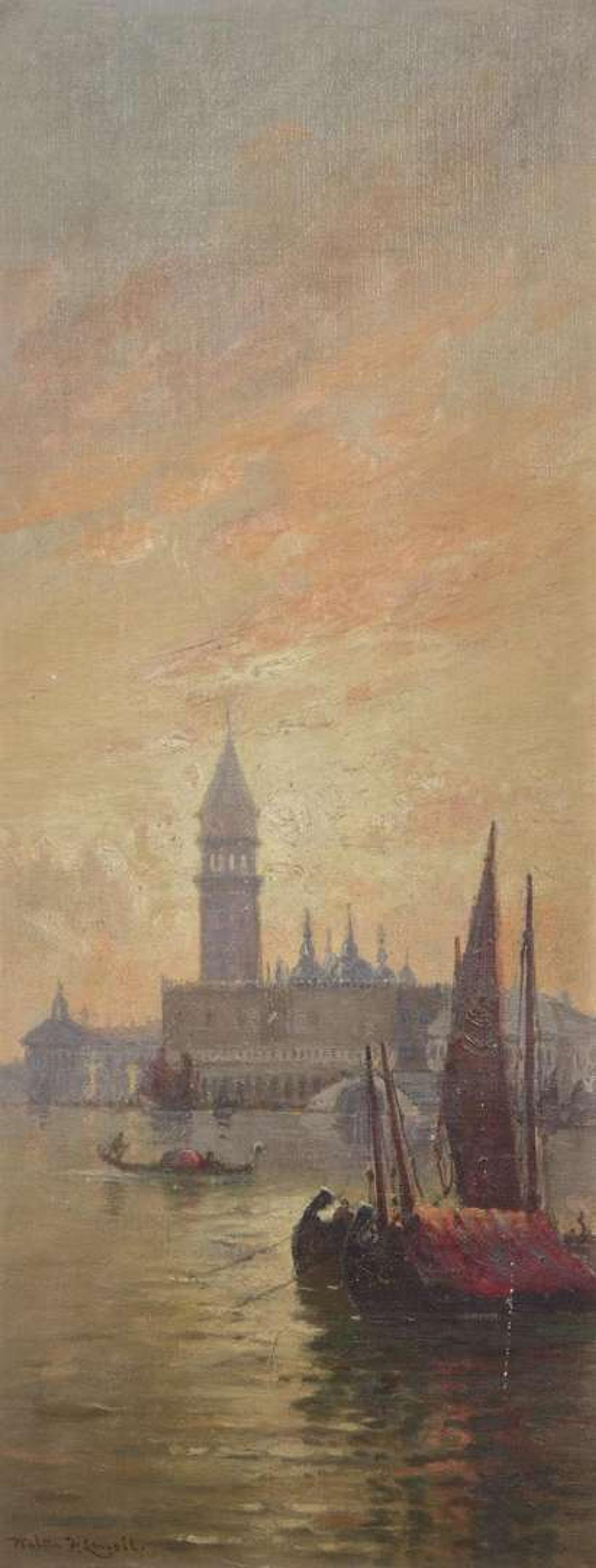 Walter Franklin Lansil (American, 1846–1933) - The Campanile and Ducal Palace; together with The Santa Maria della Salute (A Pair of Venetian Scenes)