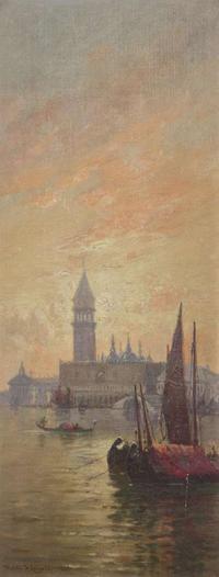 Walter Franklin Lansil (American, 1846–1933) - The Campanile and Ducal Palace; together with The Santa Maria della Salute (A Pair of Venetian Scenes)