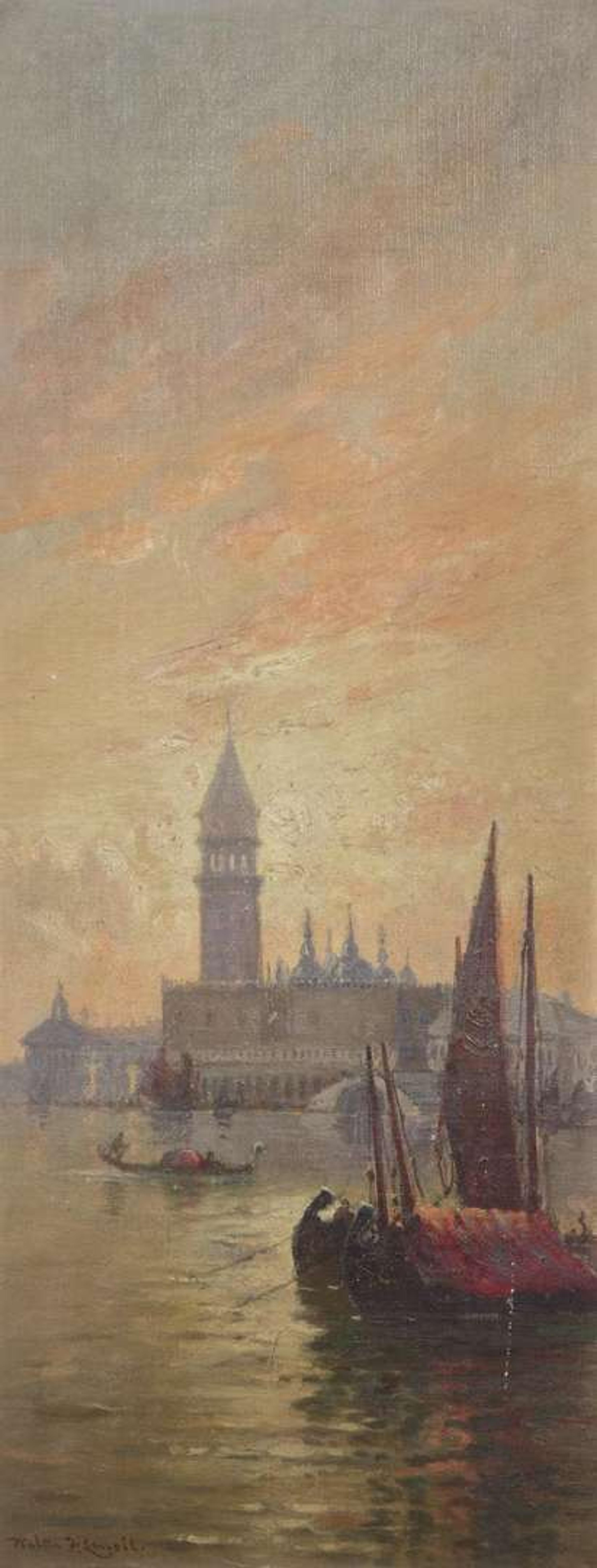 Walter Franklin Lansil (American, 1846–1933) - The Campanile and Ducal Palace; together with The Santa Maria della Salute (A Pair of Venetian Scenes)