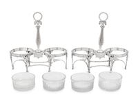 A Pair of French Silver Twin Salts