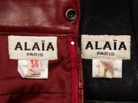 Alaïa, Black Leather Dress & Burgundy Leather Skirt, 1980s