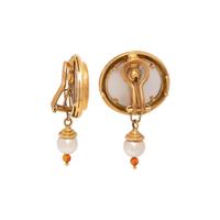 ELIZABETH LOCKE, INTAGLIO AND CULTURED PEARL CONVERTIBLE EARCLIPS