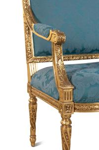 A Louis XVI Style Giltwood Settee