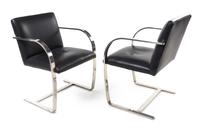 Brueton, , pair of chrome and leather armchairs