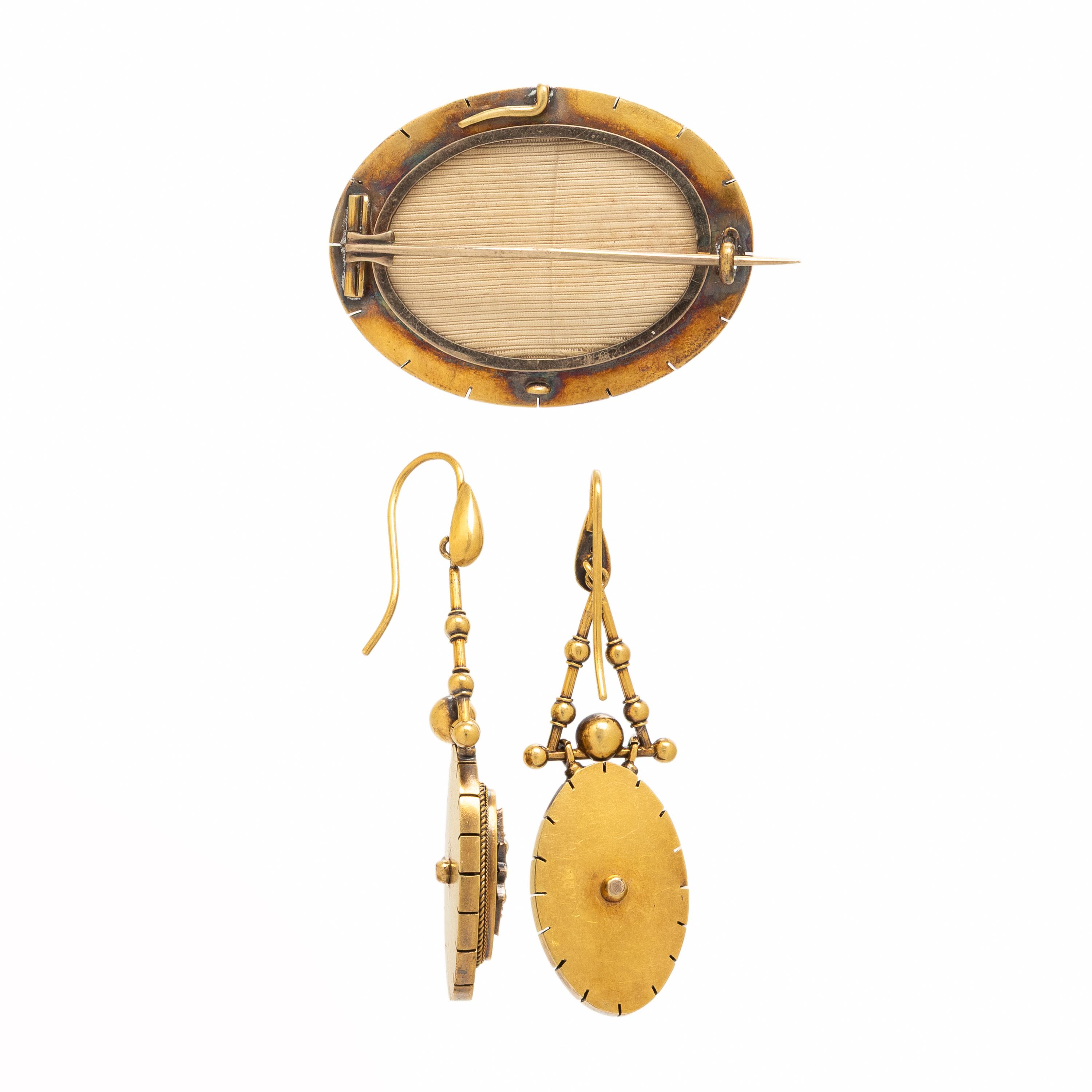Victorian, Sapphire, Seed Pearl, and Yellow Gold Demi Parure