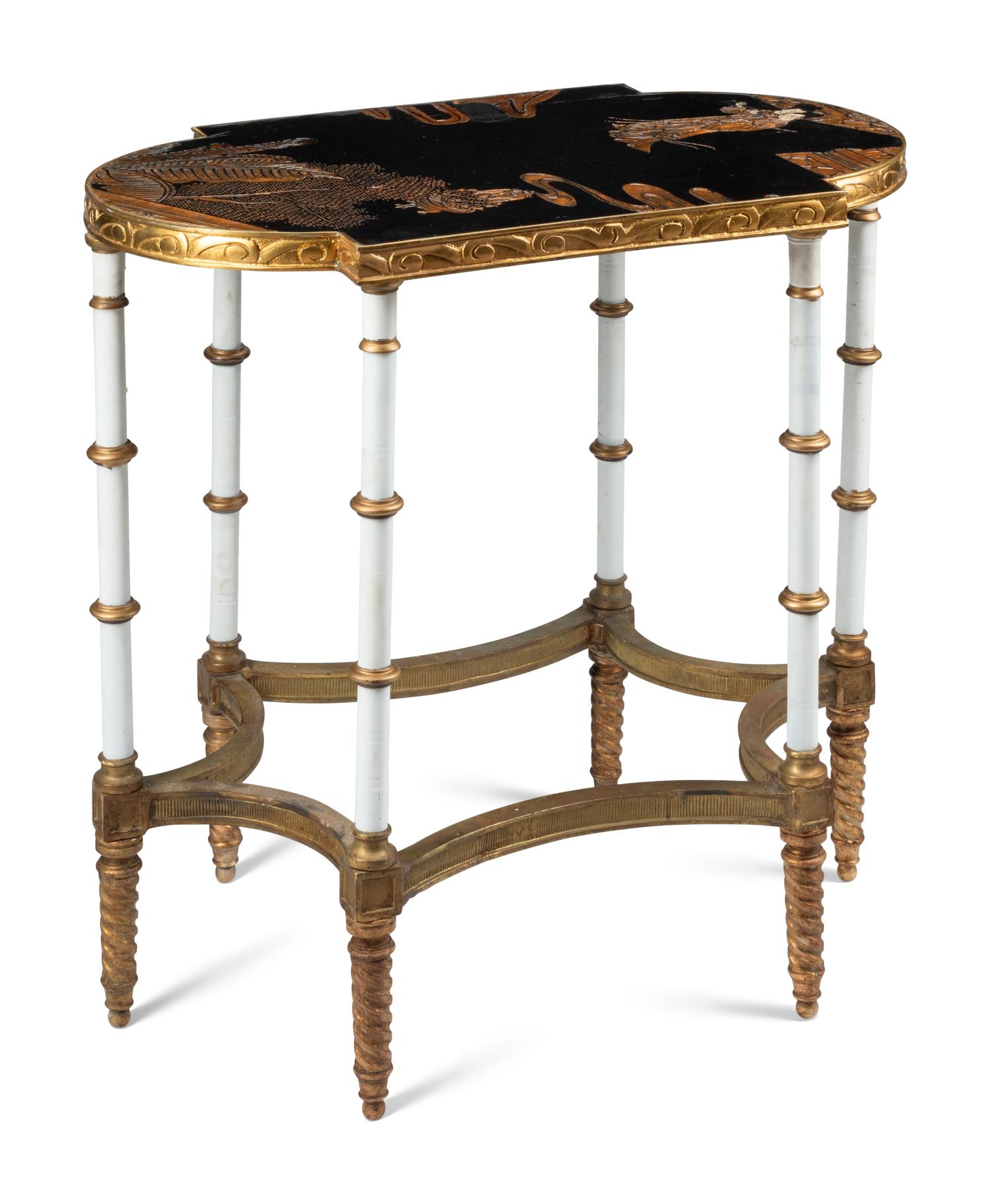 A Louis XVI Style Bronze and Chinese LacquerTable
