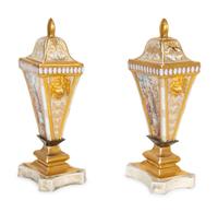 A Pair of English Porcelain Covered Vases