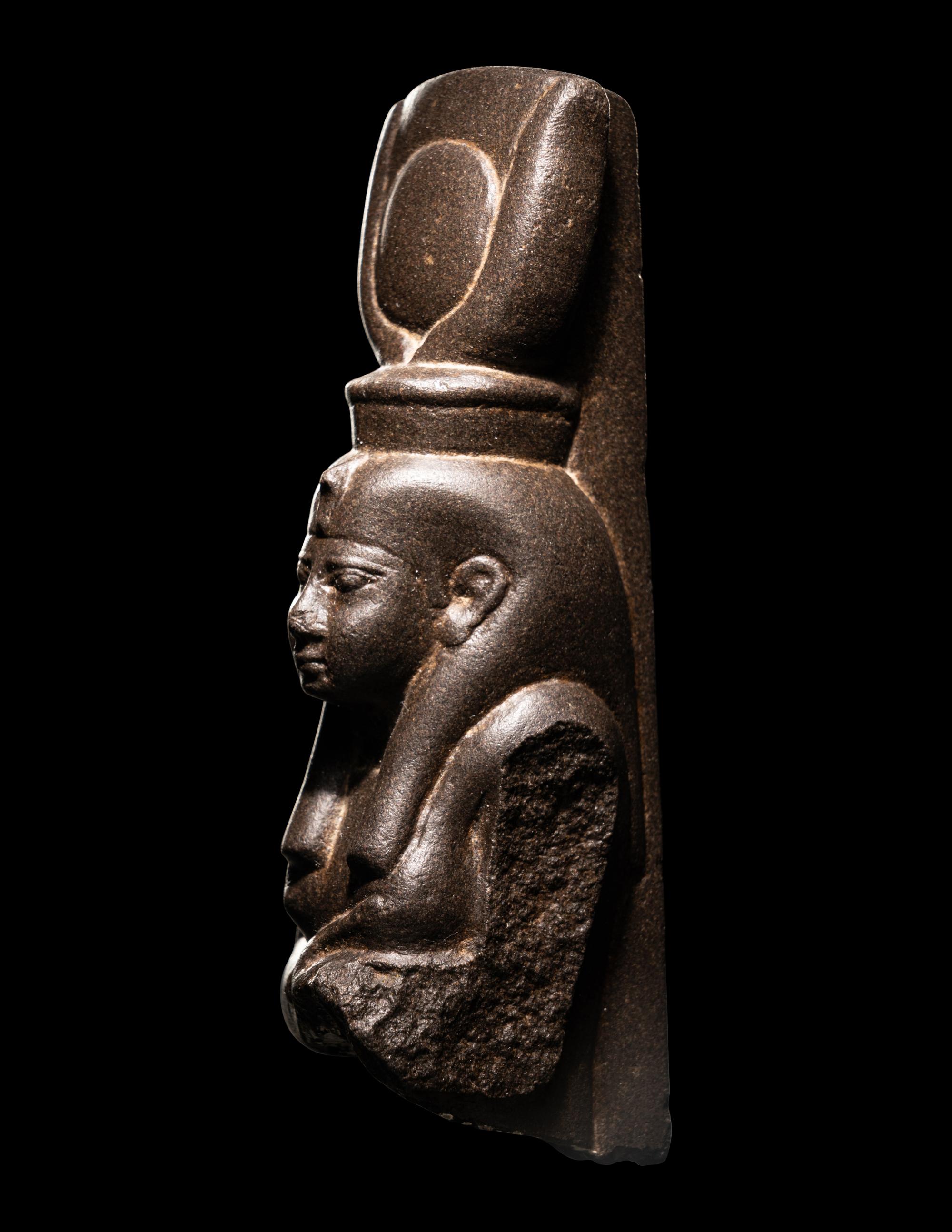 An Egyptian Greywacke Bust of Isis-Hathor