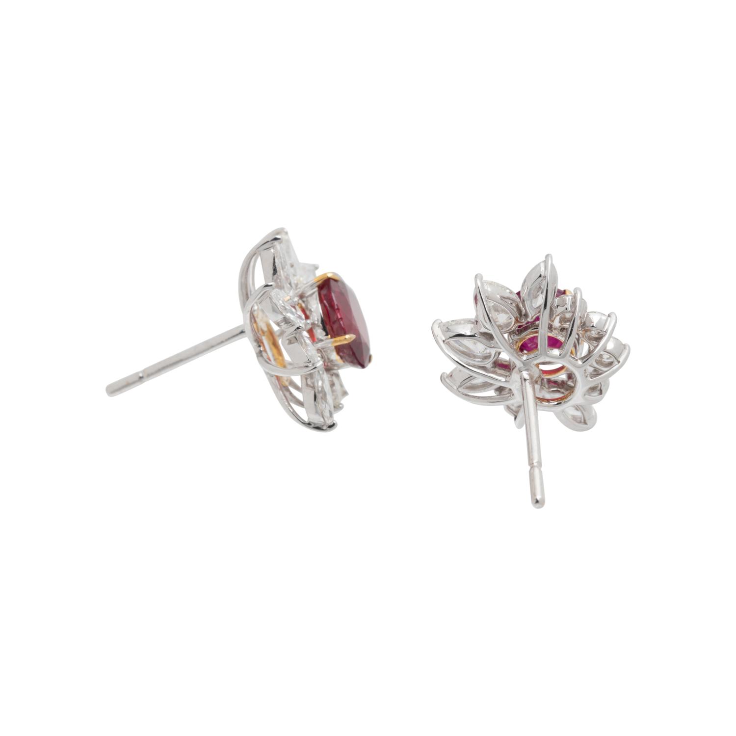 UNHEATED BURMESE RUBY AND DIAMOND EARRINGS
