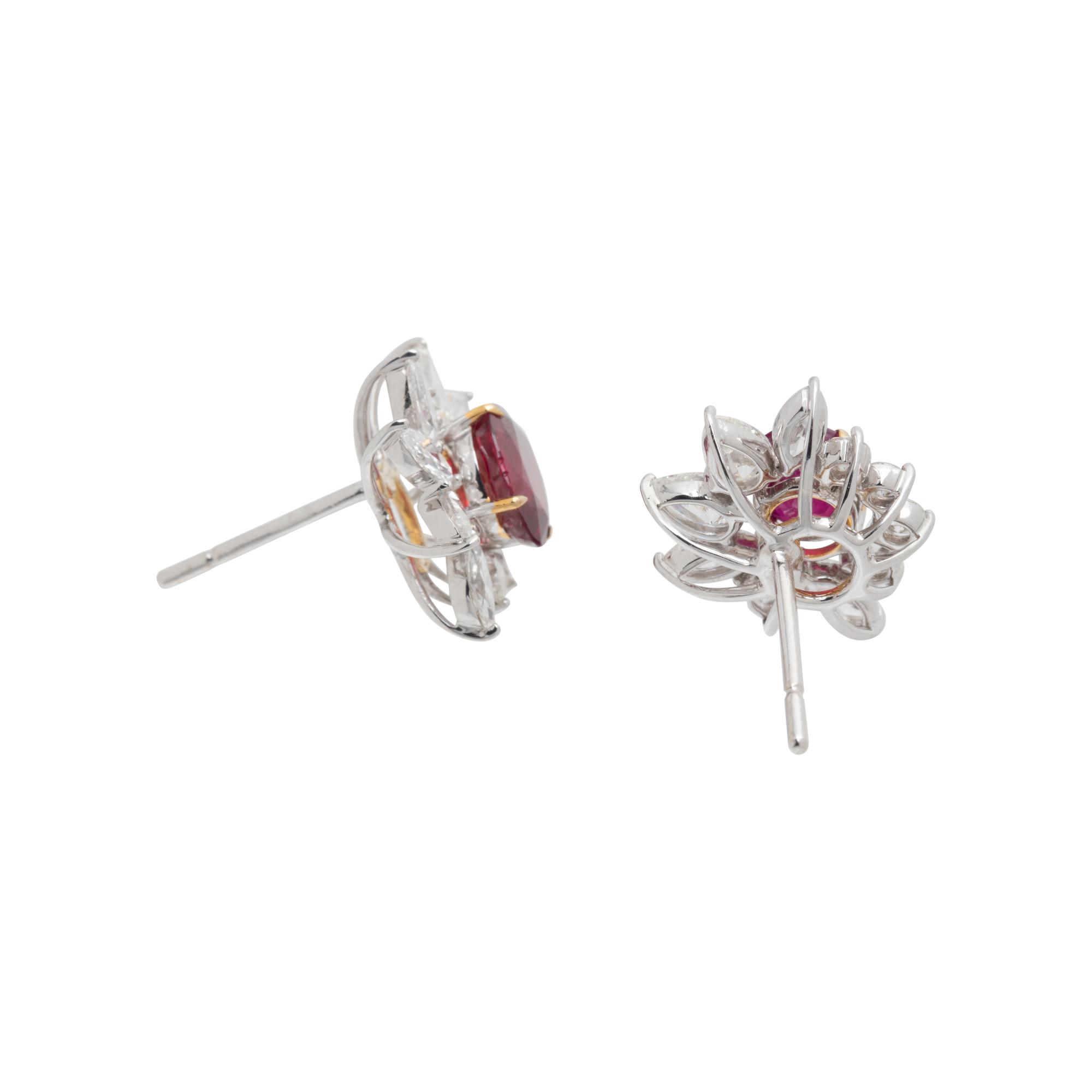 UNHEATED BURMESE RUBY AND DIAMOND EARRINGS
