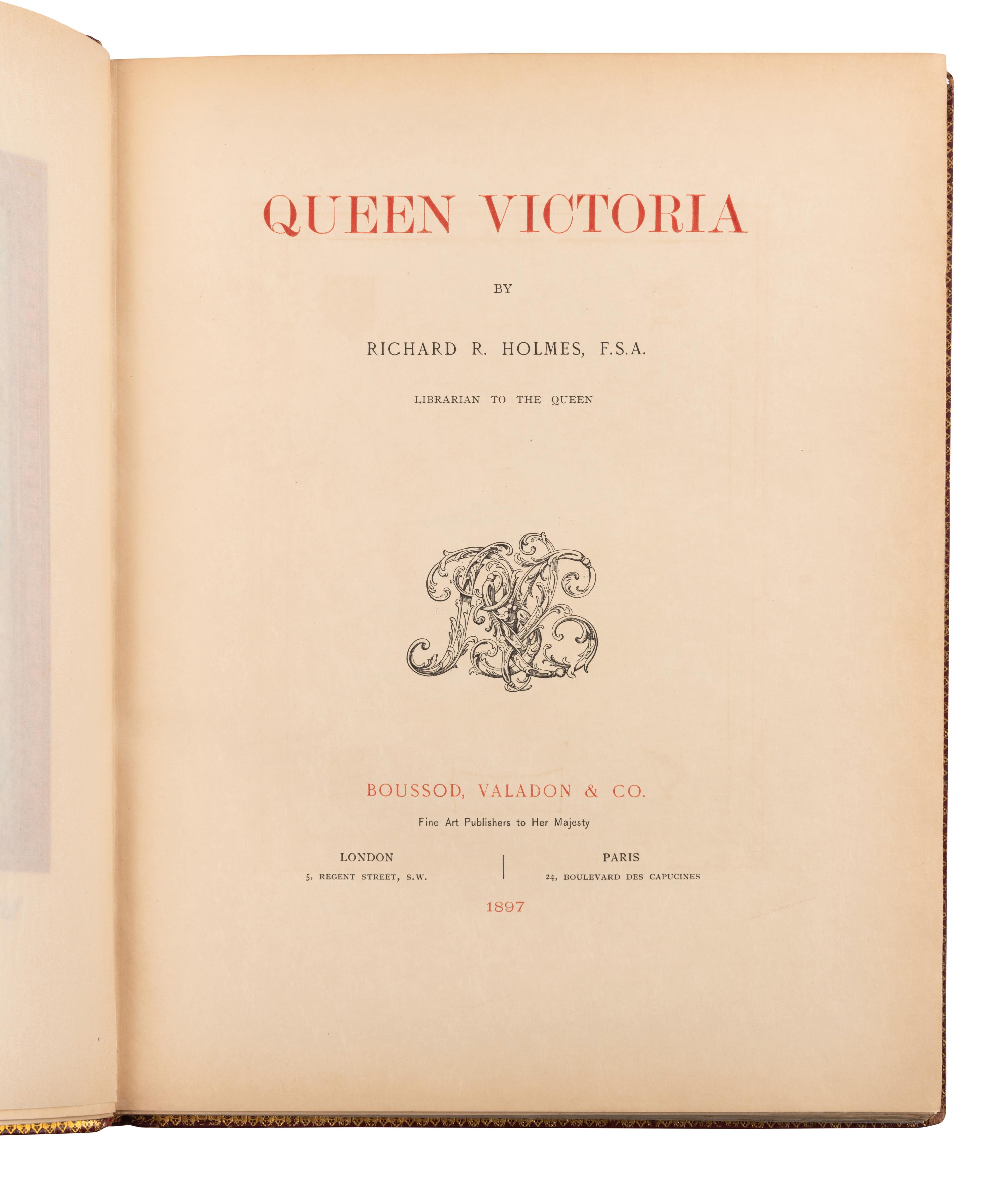 [BINDING] -- [VICTORIA, QUEEN OF ENGLAND (1819-1901)]. HOLMES, Richard Rivington, Sir (1835-1911). Queen Victoria . London & Paris: Boussod, Valadon & Co., 1897.