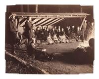 New York STODDARD, Seneca Ray (1844-1917), photographer, attrib. Photograph of a campfire scene.