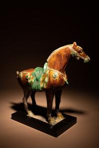 A Sancai Glazed Pottery Figure of a Standing Horse